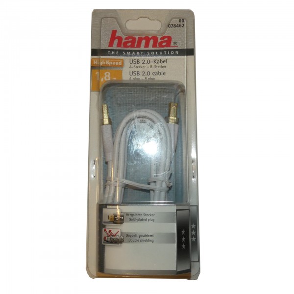 USB-Kabel Druckerkabel USB 2.0 Stecker A auf USB 2.0 Stecker B 2 1,8m